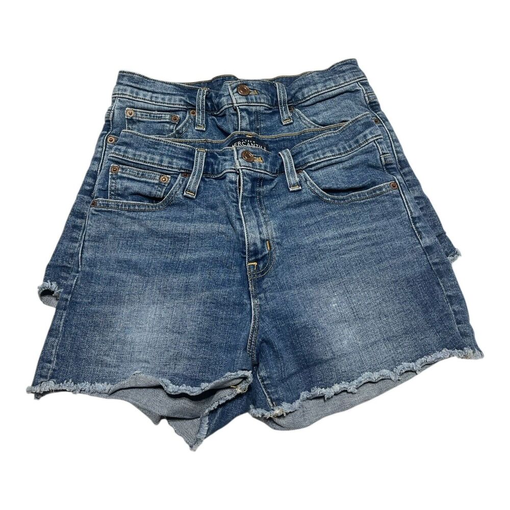 2 Pair J.Crew Mercantile Jean Shorts Cutoffs WOMENS SIZE 25 Denim Blue